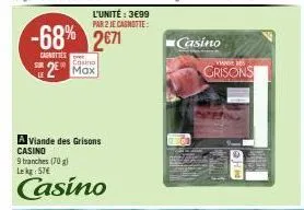 max des grisons: -68% de réduction sur 2² viande, 9 tranches, 576g au kg! casino casino h.