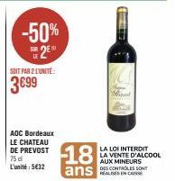 Les Mineurs Interdits: -50% sur le Château de Prévost AOC Bordeaux, 75 dl/5€32 L'Unité!