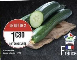 lot de 2 concombres frais de france à 1,80€ l'unité - 1629 vendus en 1 fois!