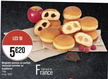 promo - 10 beignets pomme ou parfum chocolat, noisette ou framboise - 750g - 6693 - fabriqué en france - 5€20.
