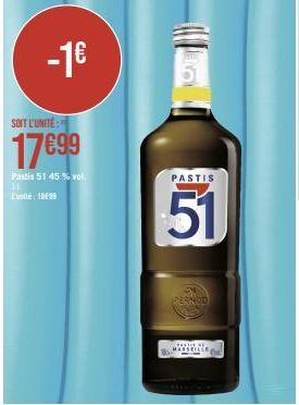 Pernod Pastis 51 à 45% vol. : Promo 1€ ! - Cuts 1099