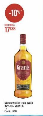 Grants Whisky Triple Wood 40% Vol. - 10% de Réduction : 17€83 l'Unité!