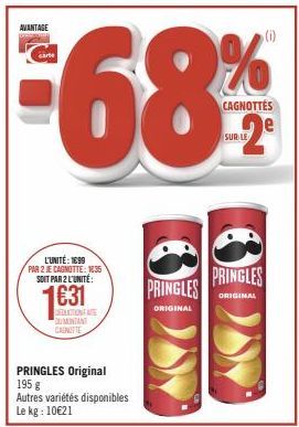 Economisez Plus sur les PRINGLES ORIGINALS avec la Carte DumonTant Caenutte : 1631 l'unité (10€21 le kg)!