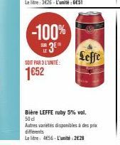Une Bière Leffe Ruby 5% vol à seulement 2€28 l'unité ! -100% 3⁰ SOIT PAR 3 L'UNITÉ: 1652 Leffe Bière LEFFE Ruby 5% vol. 50 d'unités disponibles.