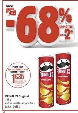 promo : économisez jusqu'à 1635 € sur les pringles original 195g, 10€51/kg !