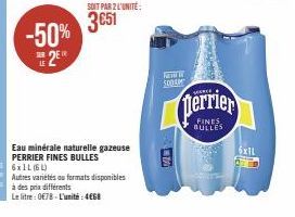 Eau minérale naturelle gazeuse Perrier Fines Bulles : 50% De Réduction ! 6x1L à 0€78 le Litre & 4€68 l'Unité.