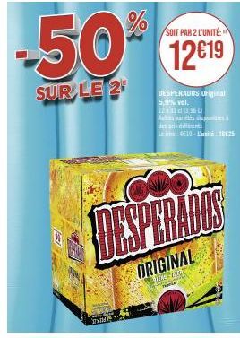 2 pour 1: 50,1219 Desperados Original 5,9% Vol. à 10€25 - Découvrez l'Unité!