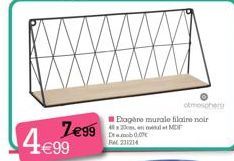 4€99€  Ze99  Etagère murale filaire noir 420 MDF D009 F231214  atmospher 