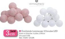10 Boules LED Rose à Seulement 3€99 | Guirlande Lumineuse 165cm | Atmosphero 172250/231206 | Depa Promo