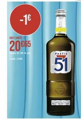 promo -1€ sur le pernod marseille pastis 51 45% ! achetez-le pour 21€65 chez luté.