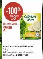 Géant Vert 2€86 : Fonds d'Artichaut 210g à 4€29 l'unité, jusqu'à 20€43 le kg!