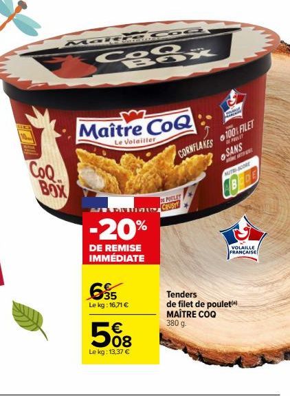 Promo -20% sur le Volailler Maître CoQ: Filet de Poitrine Sans Viande et Cornflakes Crusty, Kg à 16.71€ et 508€ !