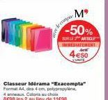 Mº -50% sur le Classeur Idérama Exacompta, Format A4, 4 cm, 4 anneaux Colonia - 8€98 les 2 au lieu de 11€98!