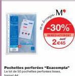 Promo : 50 pochettes perforées Exacompta à 2,45€ -30% IMMEDIATEMENT !