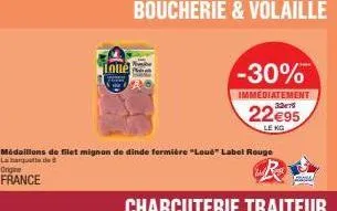 filet mignon de dinde fermière loué label rouge - 30% de réduction - 22,95 €/kg - boucherie & volaille.