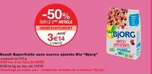 50% de Réduction sur le Superfruits Muesli Bio Bjorg sans sucres ajoutés