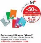 Super Promo : Porte-Vues Viquel à 2 pour 10€48 - 200 Vues + 100 offertes, en Polypropy, A4, 10 coloris disponibles