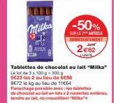 Offre Spéciale: Tablettes de Chocolat Milka à -50% - 2€62/Unité, 5€23/lot de 3x300g!