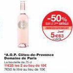 AOP Côtes-de-Provence Domaine de Paris: -50%, 11€25 les 2 au lieu de 15€75!