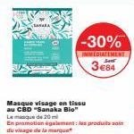 Offre Spéciale : Masque Visage en Tissu au CBD Sanaka Bio à 3€84 -30% ! Promo Immédiate et Frais de Livraison Offerts.