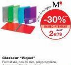 Classeur Viquel Format A4 - 35mm, 4 Anneaux, Polypropy -30% 2€79 - Disponible immédiatement!