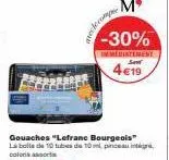 10 tubes de 10ml de gouache lefranc bourgeois -30% - 4€19 - pinceau assorti!
