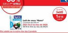 Offre Exclusive - Lait de Coco Kara 200 ml à 1.65€/l : Economisez jusqu'à 66%!