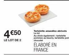 Lot de 2 Tartelette Amandine et Abricots : 4€50 ! Élaboré en France.