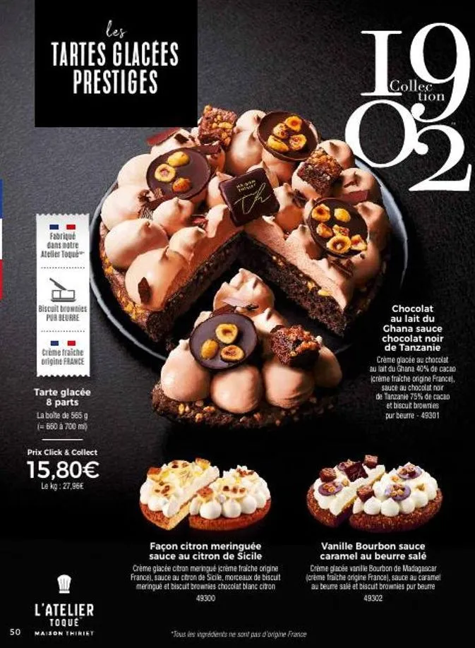 prestige glacé : la tarte biscuit brownie au beurre pur, 8 parts, 565 g - click & colle!