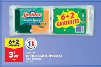 Lot de 8 Gratte-Eponge Spontex | 2 Gratuites | Stop-Bactéries | 399 €.