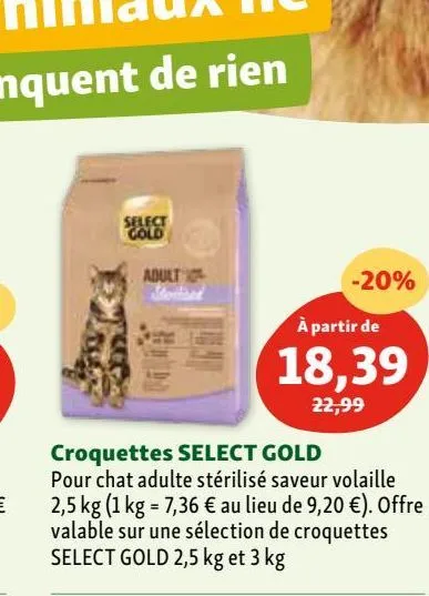 croquettes pour chats select gold 