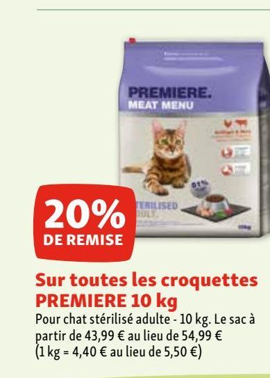 croquettes pour chats PREMIERE 10kg