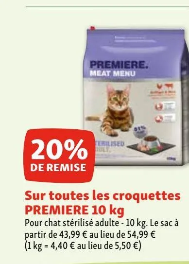 croquettes pour chats premiere 10kg
