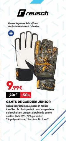 Gardiens Juniors: Gants Reusch M à 9,99€ -50% Offerts, Solid et Résistants à l'abrasion!