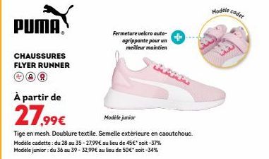 Flyer Runner Cadet de Puma: Chaussures 27.99€, fermeture auto-agrippante pour meilleur maintien!