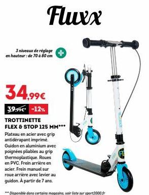 Trotinette Flex&Stop 125mm Plateau en Acier : Profitez d'une Promo -12% !