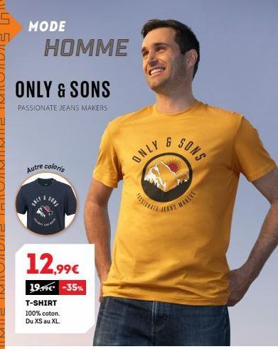 T-Shirt 100% Coton ONLY & SONS : -35% et Du XS au XL | Jusqu'à 19.99€!