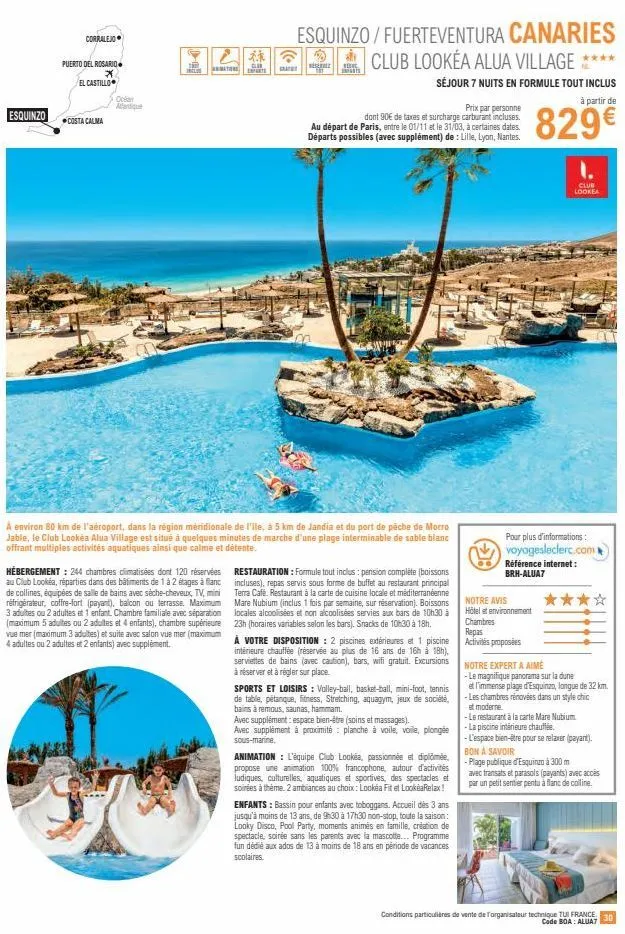 vacances en tout inclus à fuerteventura: 7 nuits au club lookéa alua village ****