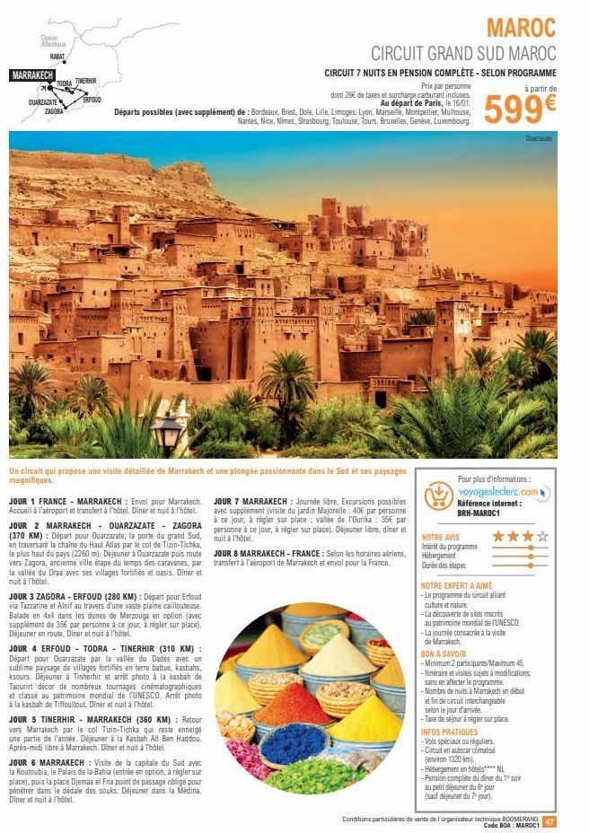Voyagez au Maroc : 7 Nuits en Pension Complète dès 20€ ! Visitez Rabat, Marrakech, Toora, Erfold, Quarzazate, Zagora.