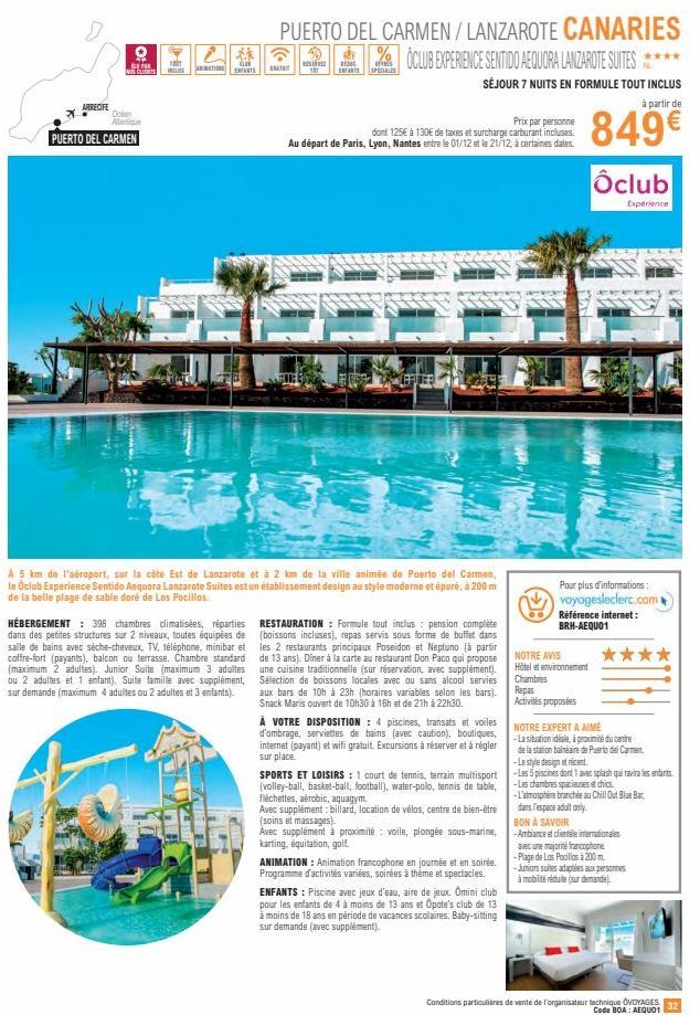 Sentido Aequora Lanzarote Suites : 181 Chambres pour Enfants à Puerto del Carmen avec Club Experience ! 2* de Réduction !