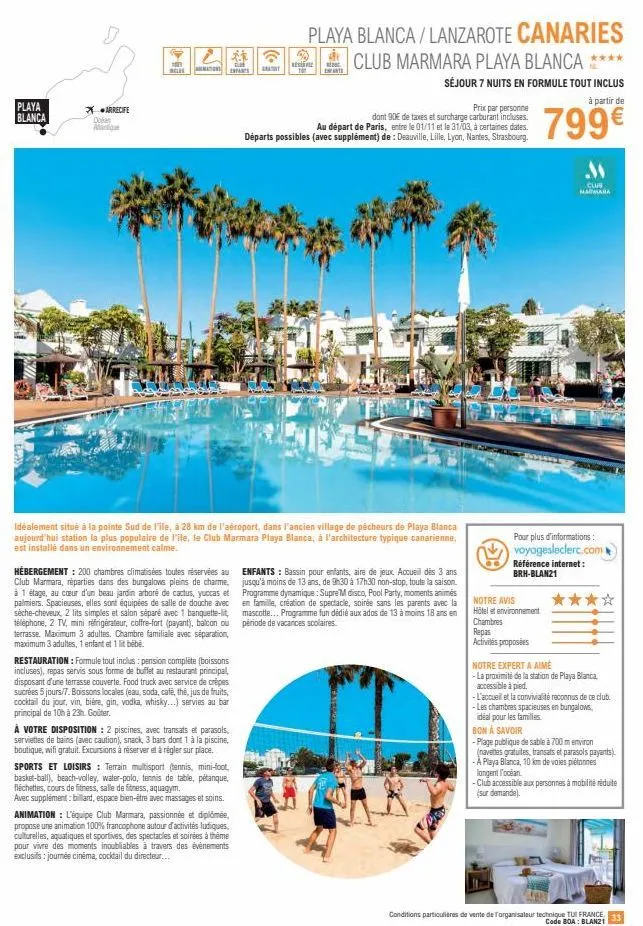 playa blanca - arrecife océan: 11 acus, 24 expants & 200 chambres climatisées réservées au club marmara!