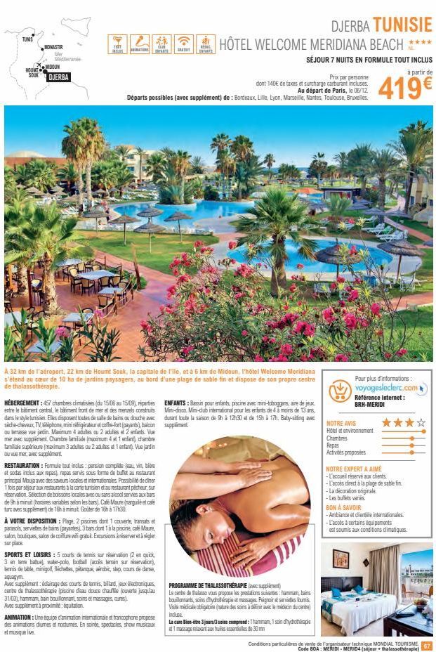OFFRE EXCEPTIONNELLE - Vacances en Tunisie: 457 Chambres Climatisées au 15/06 - 15/09!