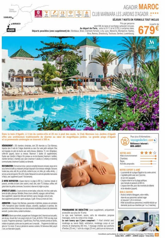 Maroc: Sejour Tout Inclus à Agadir - casa/Meknes/Marrakech - 90€ taxes/carburant - Club Marmara Les Jardins D'Agadir