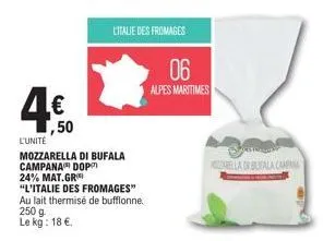 mozzarella di bufala campana dop 24% mat.gr : achetez 50, gagnez 4€ - l'italie des fromages
