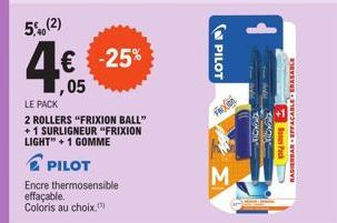 Promo -25%: Pack 2 Roller Frixion Ball + Surligneur Frixion Light + Gomme Pilot Radierbar-Eff - Prix €0,05!