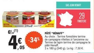 Économisez 34% : Terrine de Campagne & Pâté H. Henaff en Offre avec 6% de Réduction!