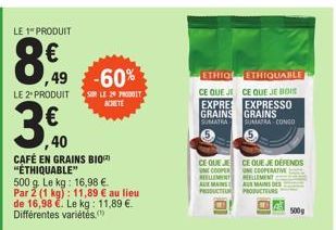 60% de Réduction sur le Café Bio Éthiquable: 500g à 11,89€ au lieu de 16,98€!