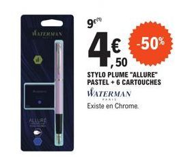 Stylo Plume Allure Pastel + 6 Cartouches -50%, Découvrez le Waterman Faris Chrome!