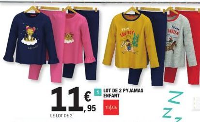 Lot de 2 Pyjamas Enfant - Team LEW BOY & Team AMPIEN à 11€ seulement !