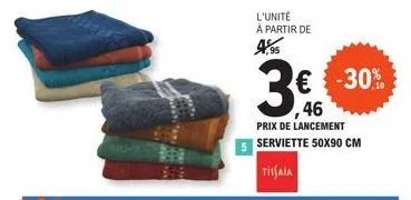 offre spéciale: €30% de réduction sur 5 serviettes tisaia 50x90 cm!